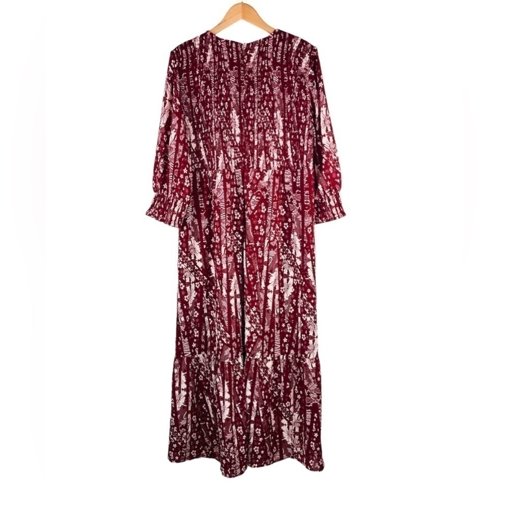 SOFT SURROUNDINGS Women's Red Long Sleeve Smocked Maxi Dress Plus Size 18 - Picture 2 of 6